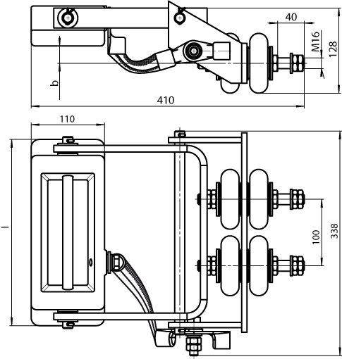 Габаритные, установочные и присоединительные размеры токоприемников ТК-9А, ТК-3В