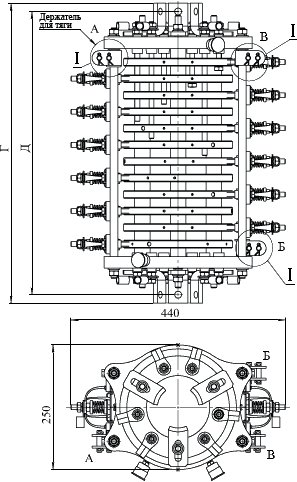 Габаритные, установочные и присоединительные размеры токоприемников серии ТКК-100