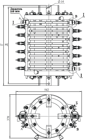 Габаритные, установочные и присоединительные размеры токоприемников серии ТКК-200